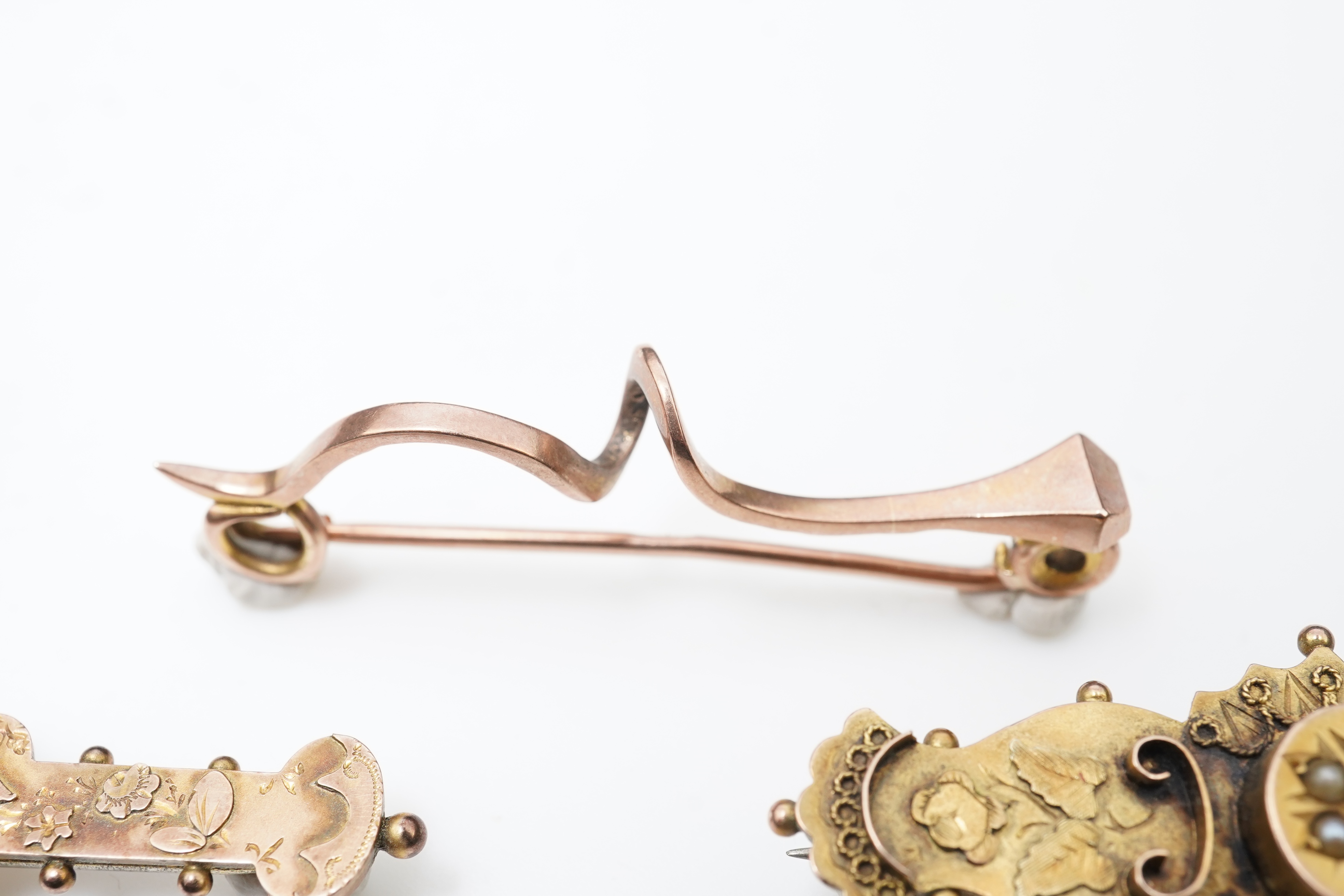 Three bar brooches, late 19th century